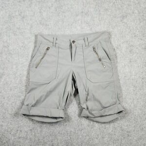 Athleta Hiking Shorts Womens 2 Gray Zip Pocket Nylon Spandex Trail Outdoor